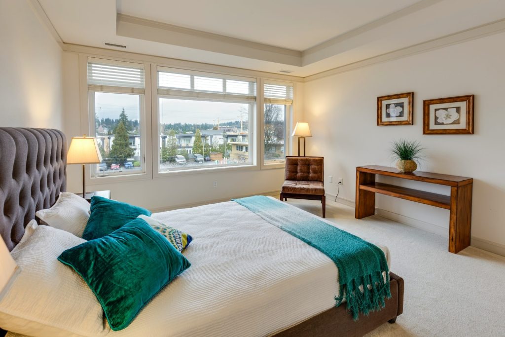 Modern bedroom with natural light